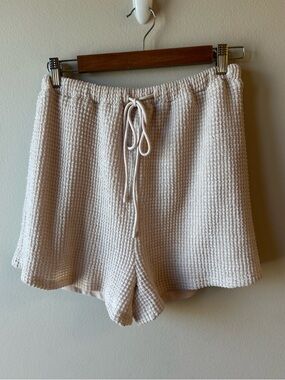 SABO Textured Knit Drawstring Shorts in Cream